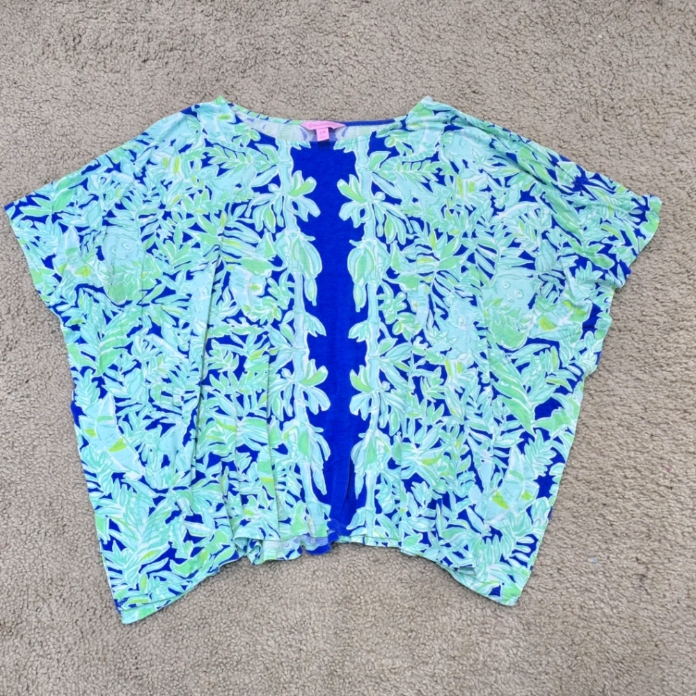 Lilly Pulitzer Shirt Koala of the Wild Cooper Caftan Top Size Small Med Batwing